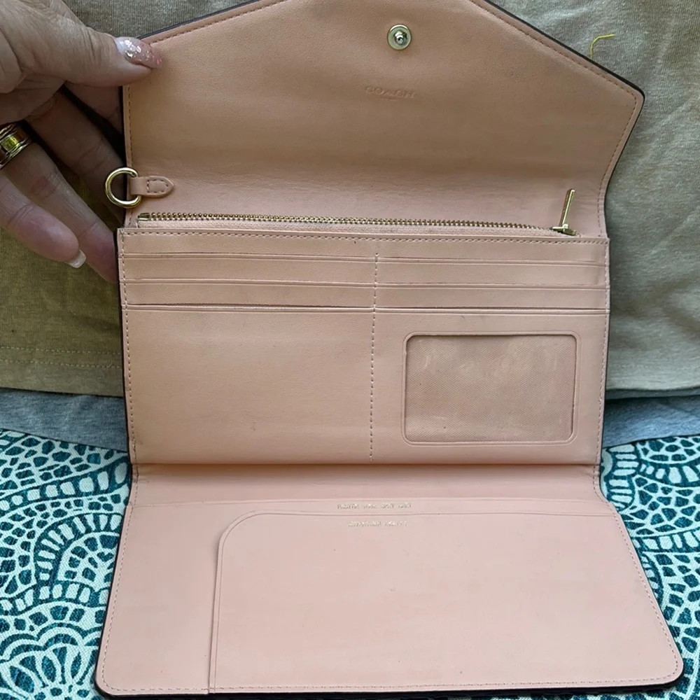 Coach Pink Floral Clutch with Envelope Design - Picture 2 of 5
